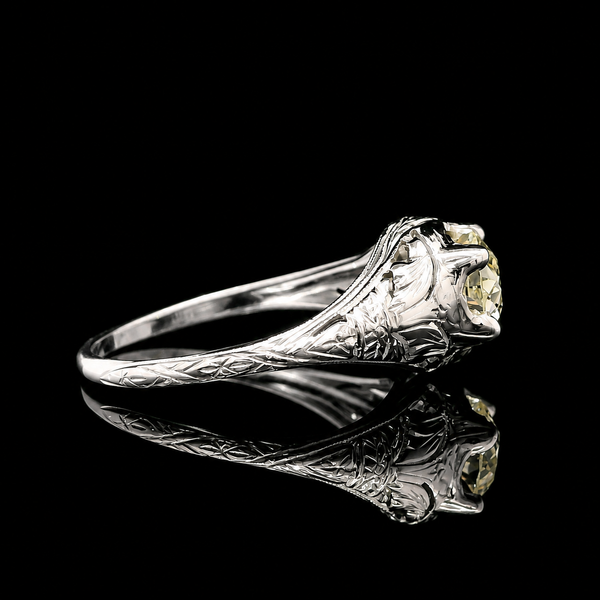 .83ct. Diamond Antique Engagement - Fashion Ring 18K White Gold - J44034
