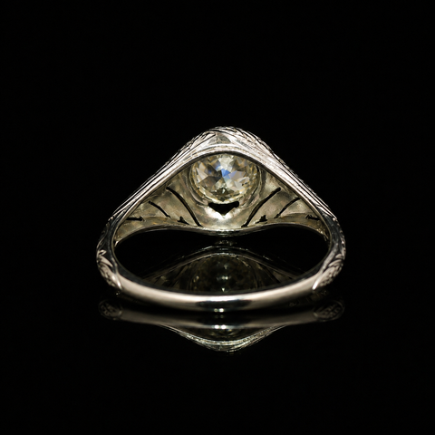 .83ct. Diamond Antique Engagement - Fashion Ring 18K White Gold - J44034
