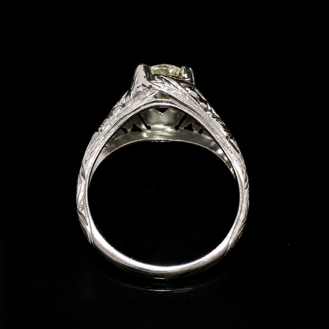 .83ct. Diamond Antique Engagement - Fashion Ring 18K White Gold - J44034