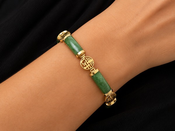 Nephrite Jade Vintage Bracelet Yellow Gold - J44040