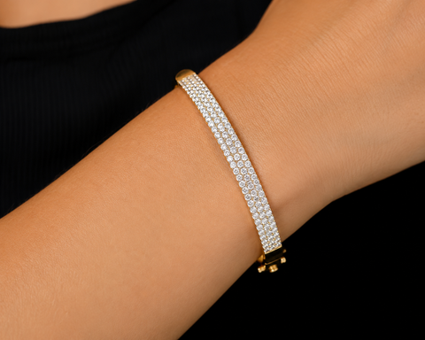 2.00ct. T.W. Diamond Bangle Estate Bracelet Yellow Gold - J44041