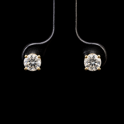 .75ct. T.W. Diamond Estate Stud Earrings Yellow Gold - J44044