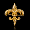 Seed Pearl Fleur-de-lis Vintage Brooch Yellow Gold - J44049