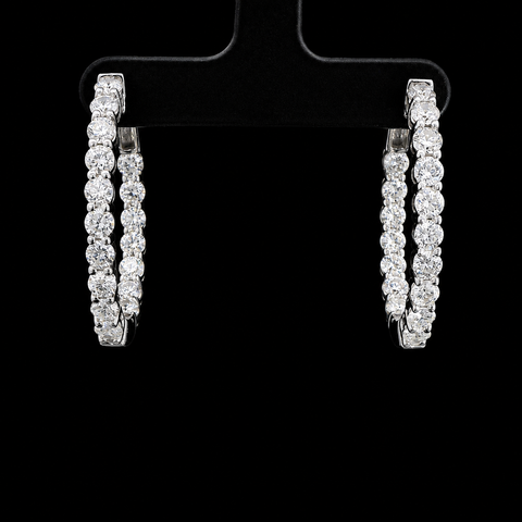 3.50ct. T.W. Diamond Estate Hoop Earrings White Gold - J44051