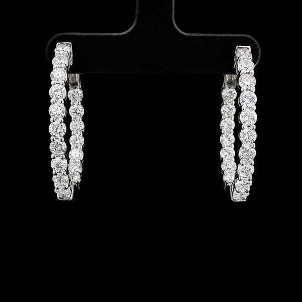 3.50ct. T.W. Diamond Estate Hoop Earrings White Gold - J44051
