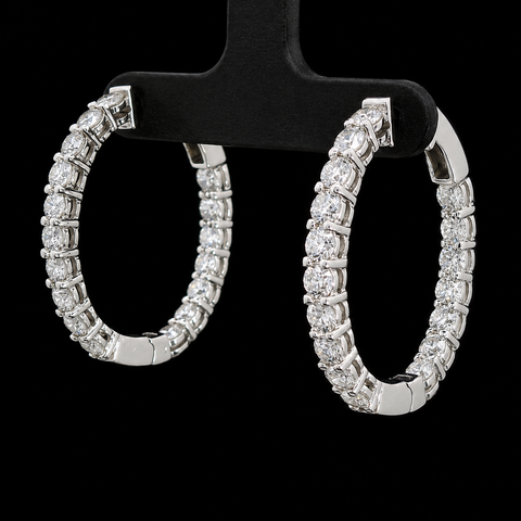 3.50ct. T.W. Diamond Estate Hoop Earrings White Gold - J44051