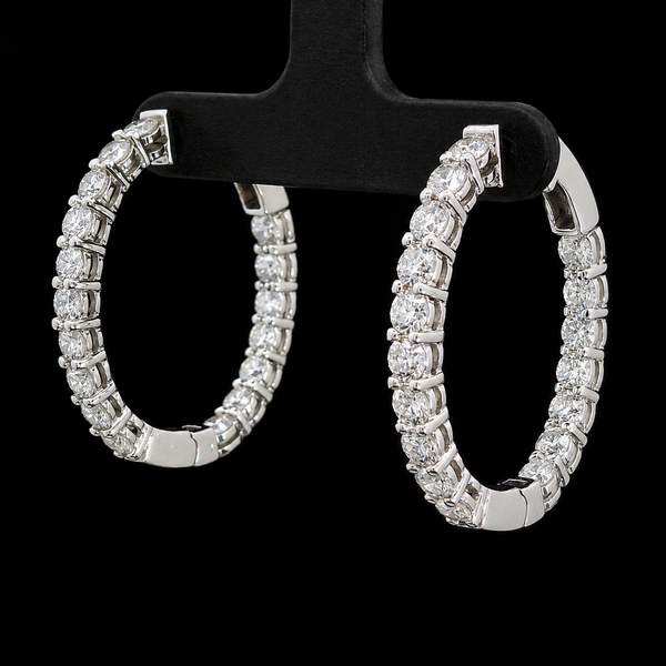 3.50ct. T.W. Diamond Estate Hoop Earrings White Gold - J44051