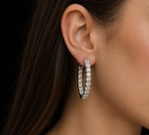 3.50ct. T.W. Diamond Estate Hoop Earrings White Gold - J44051