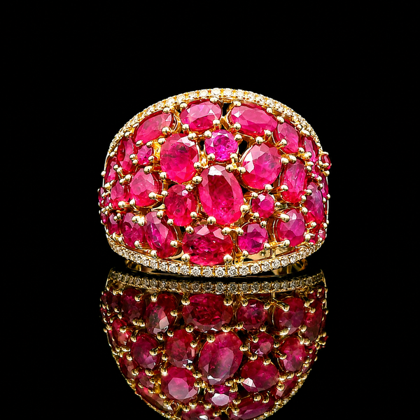 3.50ct. T.W. Ruby & Diamond Estate Wedding - Fashion Ring Yellow Gold - J44056