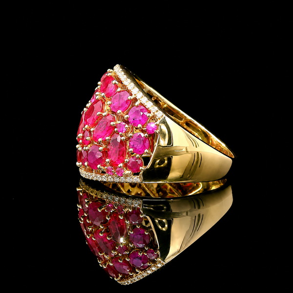 3.50ct. T.W. Ruby & Diamond Estate Wedding - Fashion Ring Yellow Gold - J44056