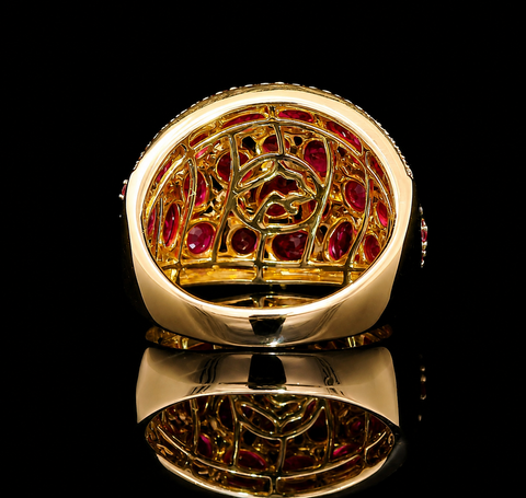 3.50ct. T.W. Ruby & Diamond Estate Wedding - Fashion Ring Yellow Gold - J44056