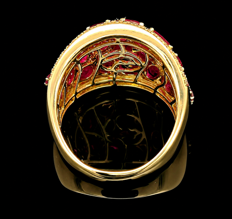3.50ct. T.W. Ruby & Diamond Estate Wedding - Fashion Ring Yellow Gold - J44056