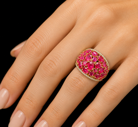 3.50ct. T.W. Ruby & Diamond Estate Wedding - Fashion Ring Yellow Gold - J44056