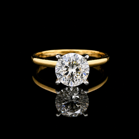 1.40ct. Diamond Estate Engagement - Fashion Ring IGI Cert Yellow Gold & Platinum - J44057
