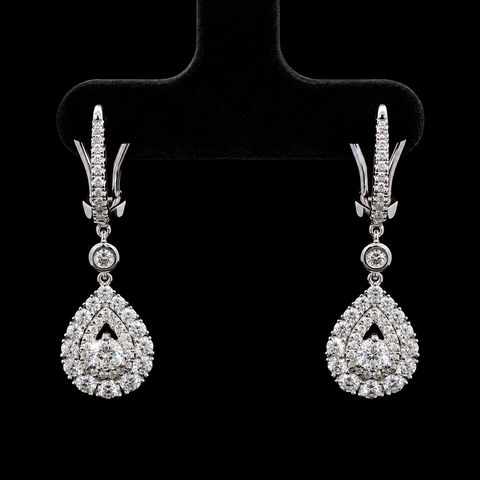 1.50ct. T.W. Diamond Estate Dangle Earrings White Gold - J44059