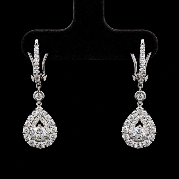 1.50ct. T.W. Diamond Estate Dangle Earrings White Gold - J44059