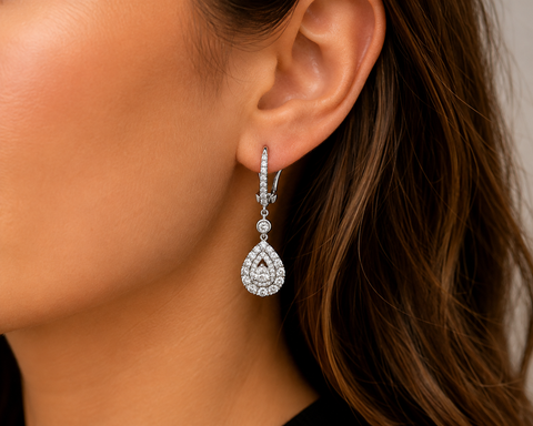 1.50ct. T.W. Diamond Estate Dangle Earrings White Gold - J44059