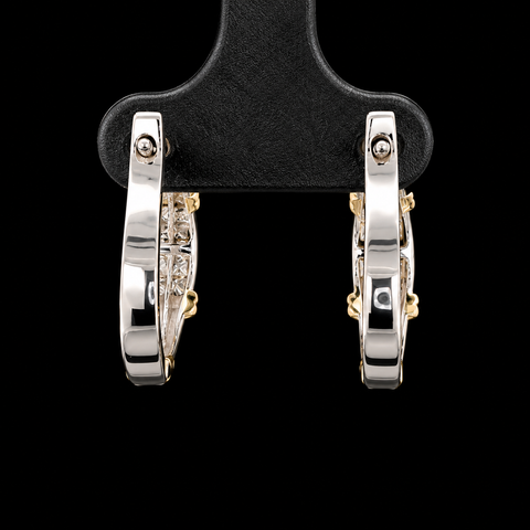 1.00ct. T.W. Diamond Estate Hoop Earrings White & Yellow Gold - J44066