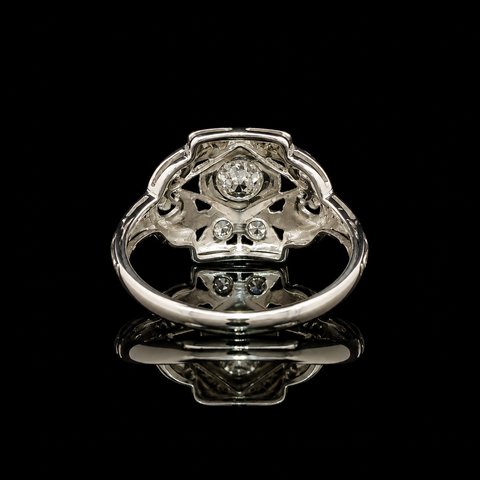 .25ct. Diamond Antique Engagement - Fashion Ring 18K White Gold - J44071