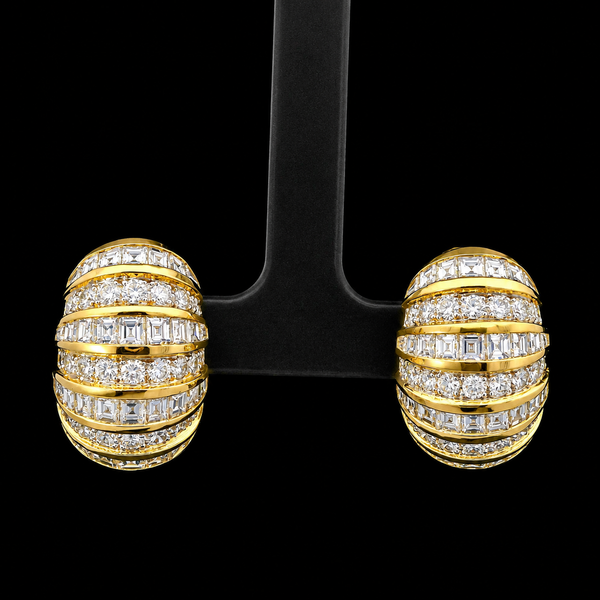 8.00ct. T.W. Diamond Vintage Earrings 18K Yellow & White Gold By Julius Cohen - J44072