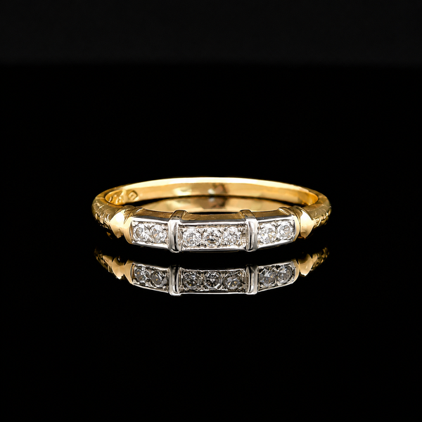 .10ct. T.W. Diamond Vintage Wedding - Anniversary Band 18K White & Yellow Gold - J44078