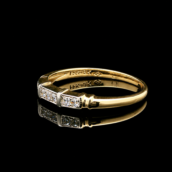 .10ct. T.W. Diamond Vintage Wedding - Anniversary Band 18K White & Yellow Gold - J44078