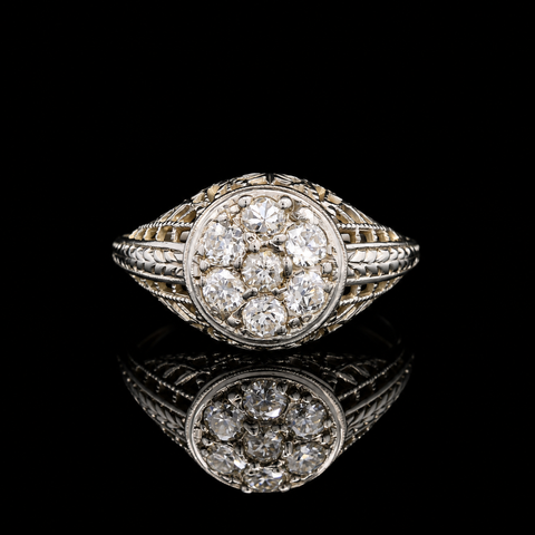 .50ct. T.W. Diamond Antique Engagement - Fashion Ring 18K White Gold - J44079