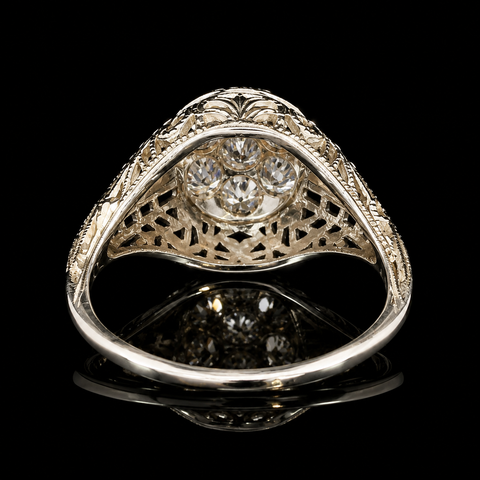 .50ct. T.W. Diamond Antique Engagement - Fashion Ring 18K White Gold - J44079