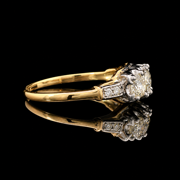.74ct. T.W. Diamond Vintage Engagement - Fashion Ring Yellow & White Gold - J44080