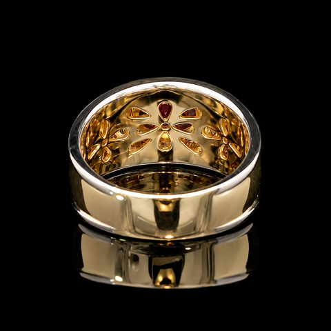 1.35ct. Ruby & Diamond Estate Fashion Ring 18K Yellow Gold & Platinum - J44082