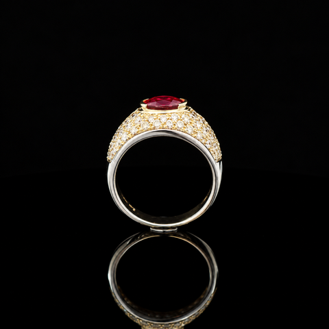 1.35ct. Ruby & Diamond Estate Fashion Ring 18K Yellow Gold & Platinum - J44082