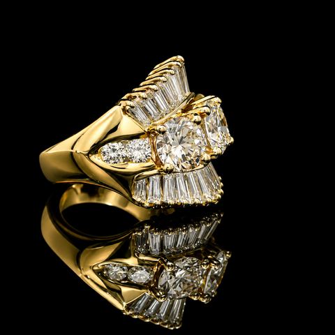 6.12ct. T.W. Diamond Estate Wedding - Fashion Ring Yellow & White Gold - J44083C