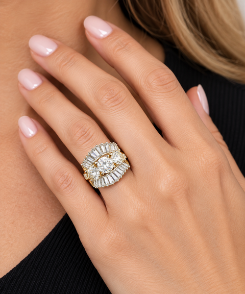 6.12ct. T.W. Diamond Estate Wedding - Fashion Ring Yellow & White Gold - J44083C