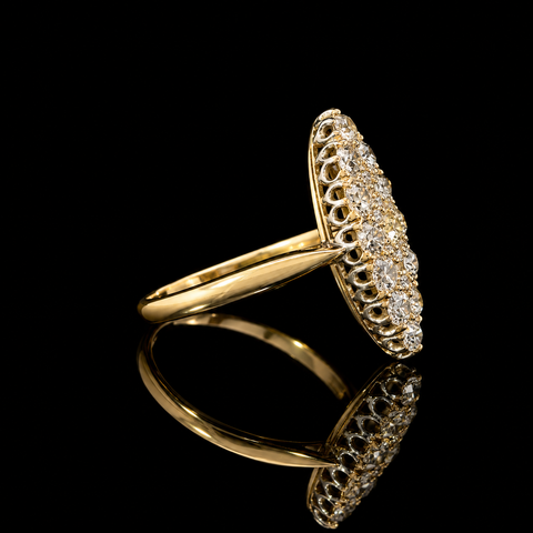1.00ct. T.W. Diamond Edwardian Navette Fashion Ring 18K Yellow Gold & Platinum - J44090