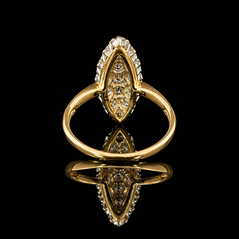 1.00ct. T.W. Diamond Edwardian Navette Fashion Ring 18K Yellow Gold & Platinum - J44090