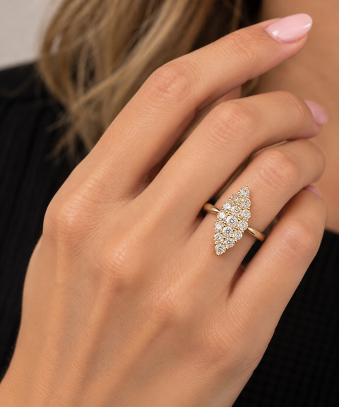 1.00ct. T.W. Diamond Edwardian Navette Fashion Ring 18K Yellow Gold & Platinum - J44090
