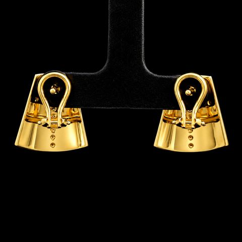 .33ct. Diamond & Onyx with Opal Inlay Estate Earrings Yellow Gold - J44092