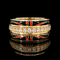 .75ct. T.W. Diamond & Onyx with Opal Inlay Estate Fashion Ring Yellow Gold - J44093