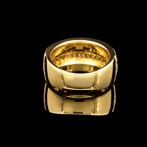 .75ct. T.W. Diamond & Onyx with Opal Inlay Estate Fashion Ring Yellow Gold - J44093