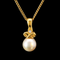 9.5-10mm Akoya Cultured Pearl & Diamond Estate Necklace 18K Yellow Gold - J44095