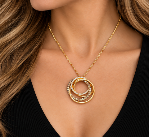 .50ct. T.W. Diamond Estate Necklace Black Rhodium 14K Yellow & Rose Gold Levian - J44114