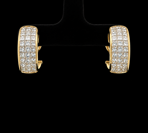 3.00ct. T.W. Diamond Estate Half Hoop Earrings Yellow Gold - J44116