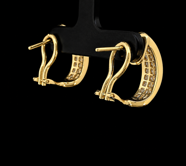 3.00ct. T.W. Diamond Estate Half Hoop Earrings Yellow Gold - J44116