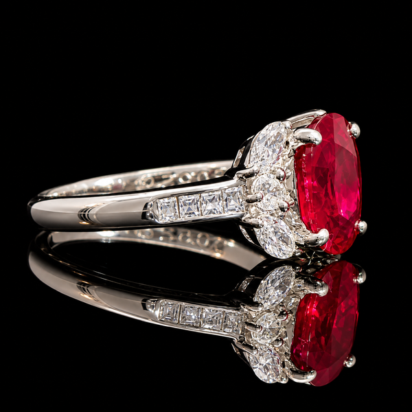 1.52ct. Burmese Ruby & .52ct. T.W. Diamond Estate Engagement - Fashion Ring Platinum - GIA -J44128