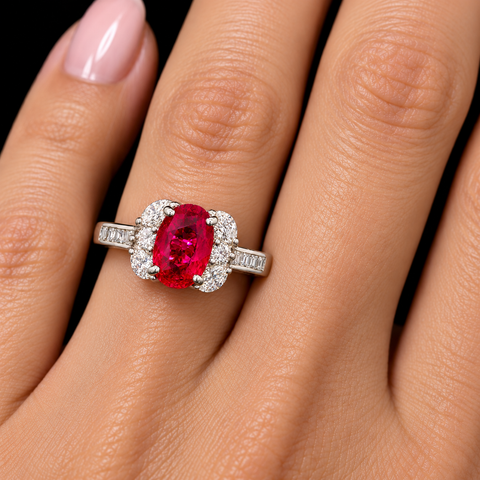 1.52ct. Burmese Ruby & .52ct. T.W. Diamond Estate Engagement - Fashion Ring Platinum - GIA -J44128