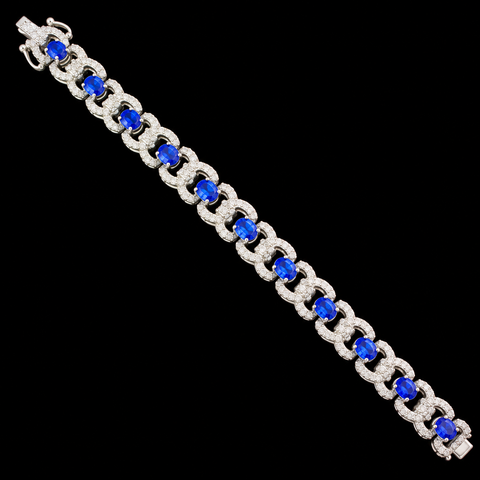 5.60ct. T.W. Sapphire & 2.50ct. T.W. Diamond Estate Bracelet White Gold - J44131
