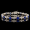 6.50ct. T.W. Sapphire & 1.50ct. T.W. Diamond Estate Bracelet White Gold - J44143