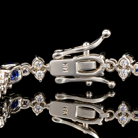 6.50ct. T.W. Sapphire & 1.50ct. T.W. Diamond Estate Bracelet White Gold - J44143