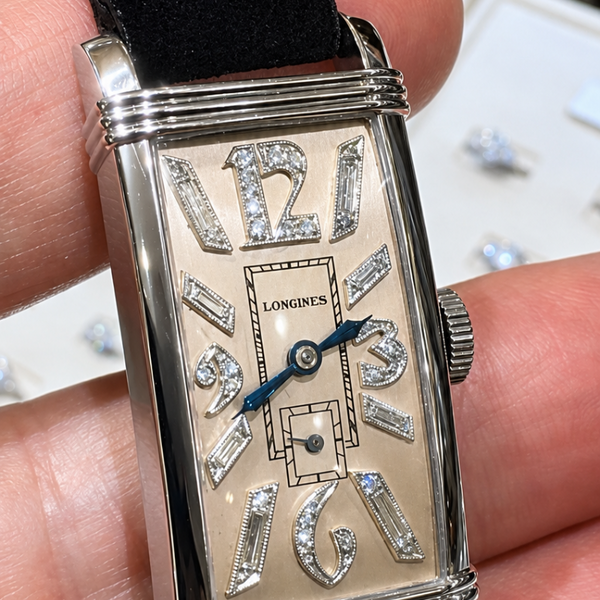 Longines Art Deco Watch Diamond Markers Platinum - J44052