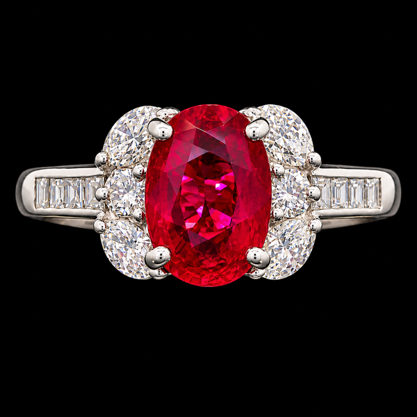 1.52ct. Burmese Ruby & .52ct. T.W. Diamond Estate Engagement - Fashion Ring Platinum - GIA -J44128